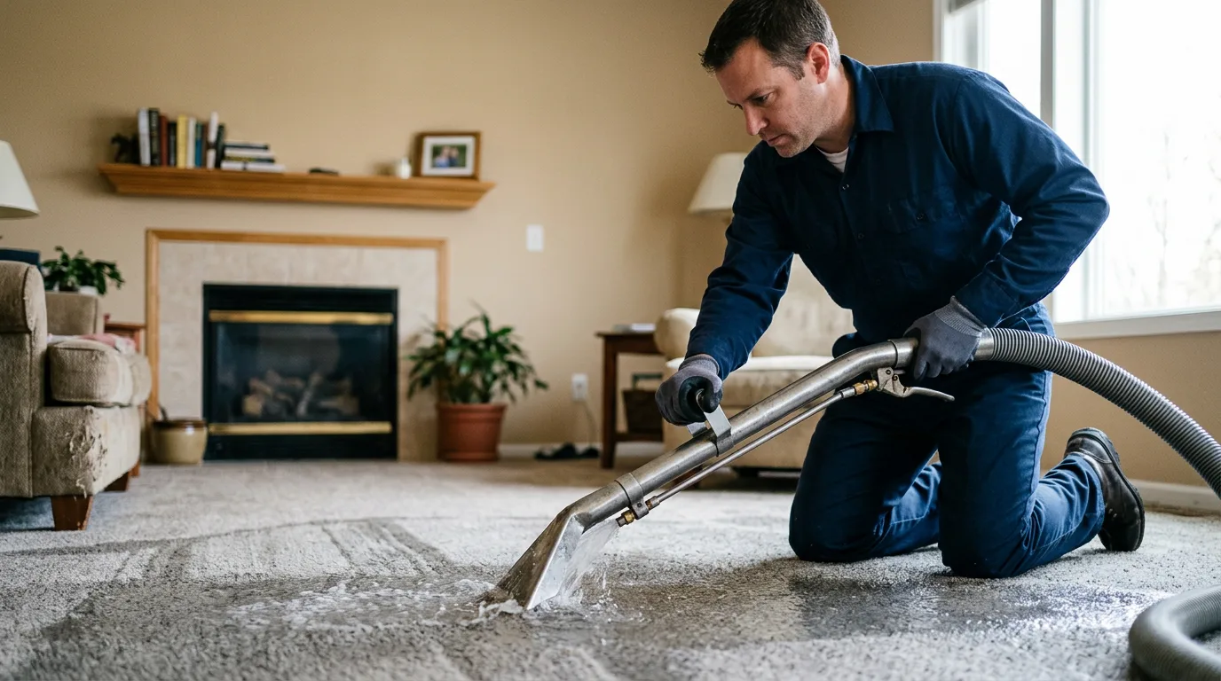 Water damage restoration technician working near Lester, IA